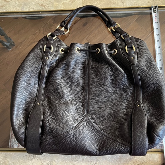 Cole Haan Dark Chocolate Brown Leather Top Handle Zip Closure - beautiful/roomy - Picture 12 of 16